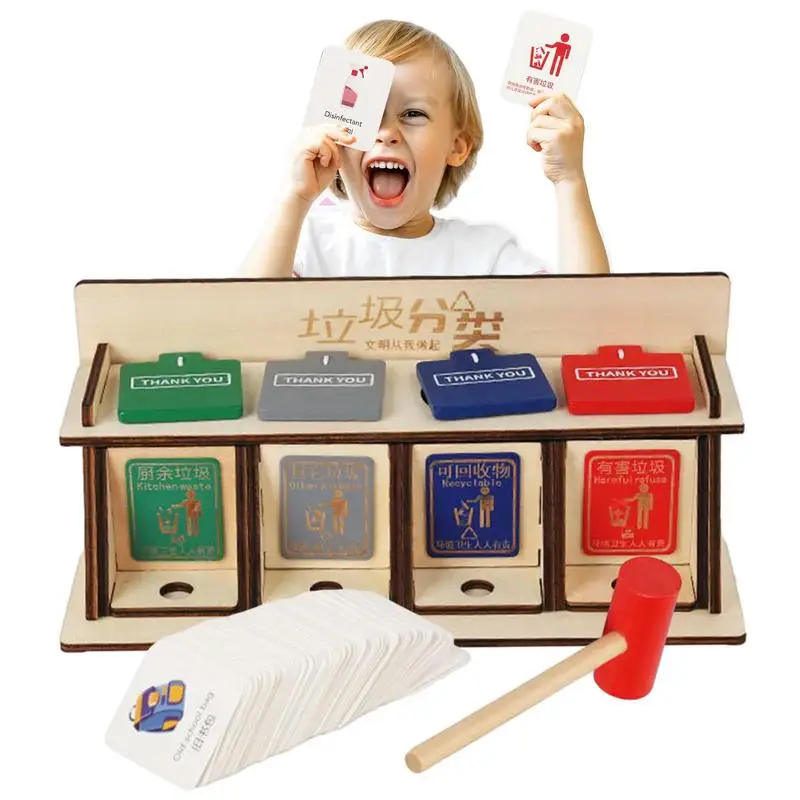 

Garbage Sorting Toys Wood Toys Tabletop Trash Can Rubbish Recycling Toy Tabletop Mini Trash Can Rubbish Recycling Game