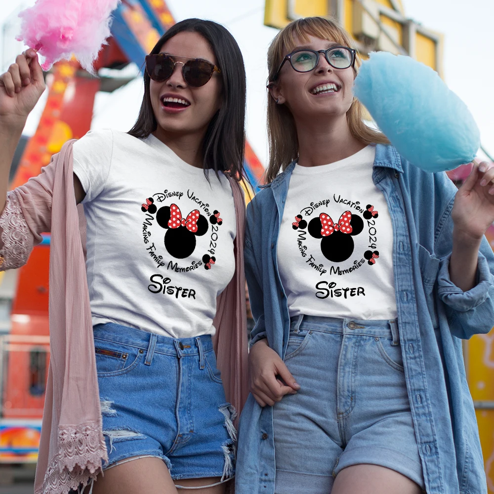 

Disneyland Vacation Brother Sister Clothes 2024 Summer Fashion Mickey Minnie T-shirt Disney Magic Kingdom Memories T Shirt