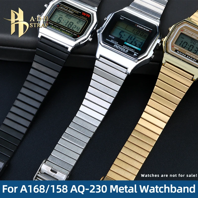 

Steelness Watch Chain For Casio A158W/168/159/169 AQ-230 AEQ-110 Metal Watchband Student Wristband18MM 13MM