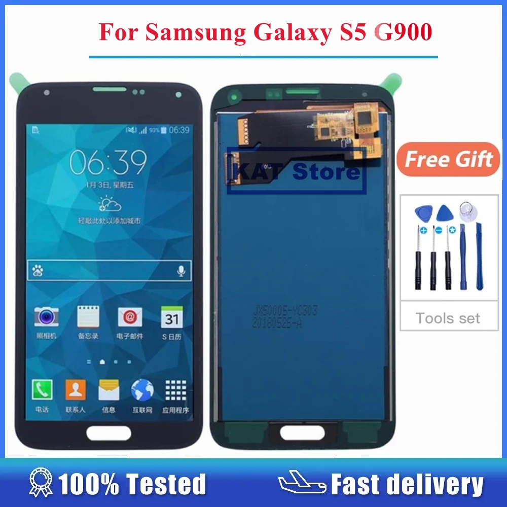ЖК-дисплей с сенсорным дигитайзером в сборе для Samsung S5 G900 G900F G900I G900M G900A G900T G900W8 G900K G900L, замена экрана