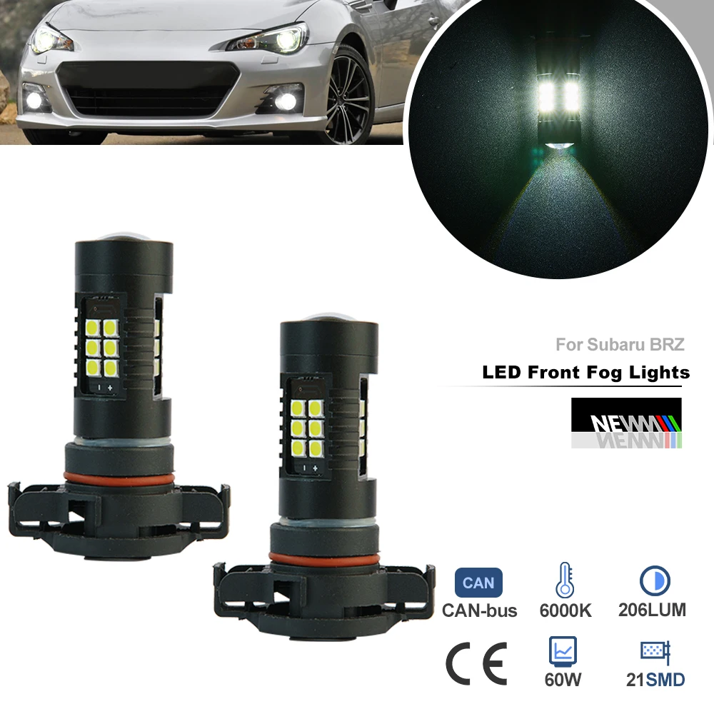 

2PCs LED PSX24 PSX24W 2504 Fog Light Bulbs for Subaru BRZ 2013 2014 2015 2016 Canbus Headlamp Driving Lamps Parking Lighting