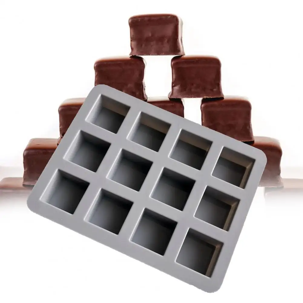 

Great Cake Mold Non-sticky Handiwork 12 Grids Food Grade Silicone Chocolate Mold Square Chocolate Mold Baking Tools