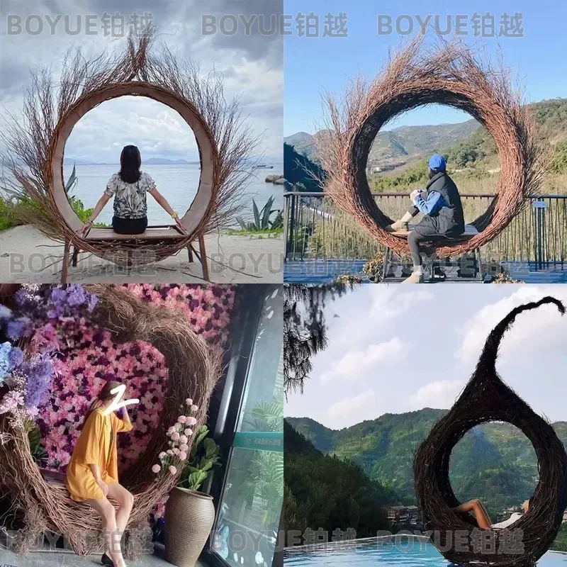 Фото Подвесное кресло-кокон из ротанга для улицы: для сада, патио, кемпинга, фотосессий, в стиле бохо, для отдыха, декор для двора, мебель №4