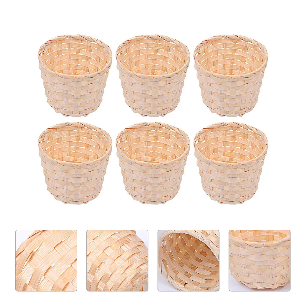 

6 Pcs Bamboo Hamper With Lids For Basket Desk Holder Sundries Organizer Storage Decorative Flower