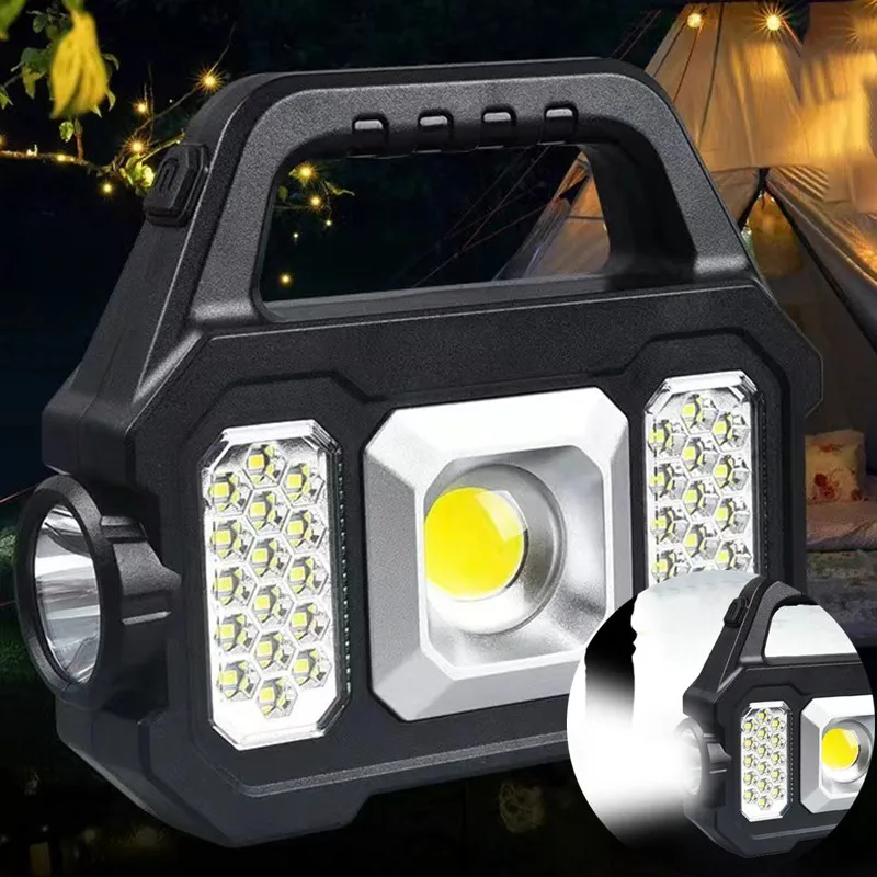 

Портативный светодиодный фонарик с зарядкой от USB, суперъяркий фонарь на солнечной батарее для кемпинга, рабочесветильник освещение с моно...