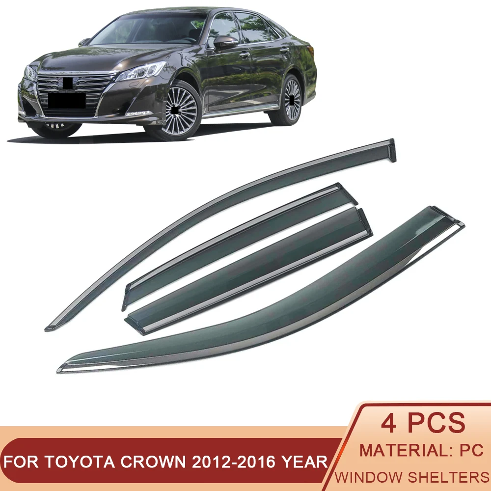 

For TOYOTA CROWN 2012 2013 2014 2015 2016 Car Window Sun Rain Shade Visors Shield Shelter Protector Cover Trim Frame Sticker