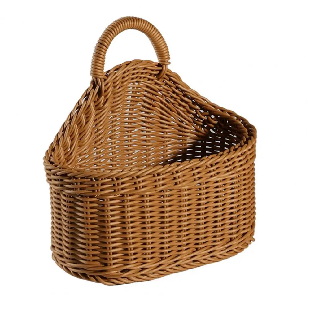 

Lightweight Beautiful Hanging Woven Rattan Basket Plastic Handle Basket Breathable for Home