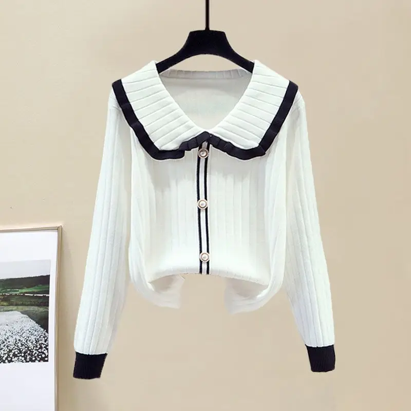 Женский комплект из двух предметов трикотажный свитер с высокой талией и