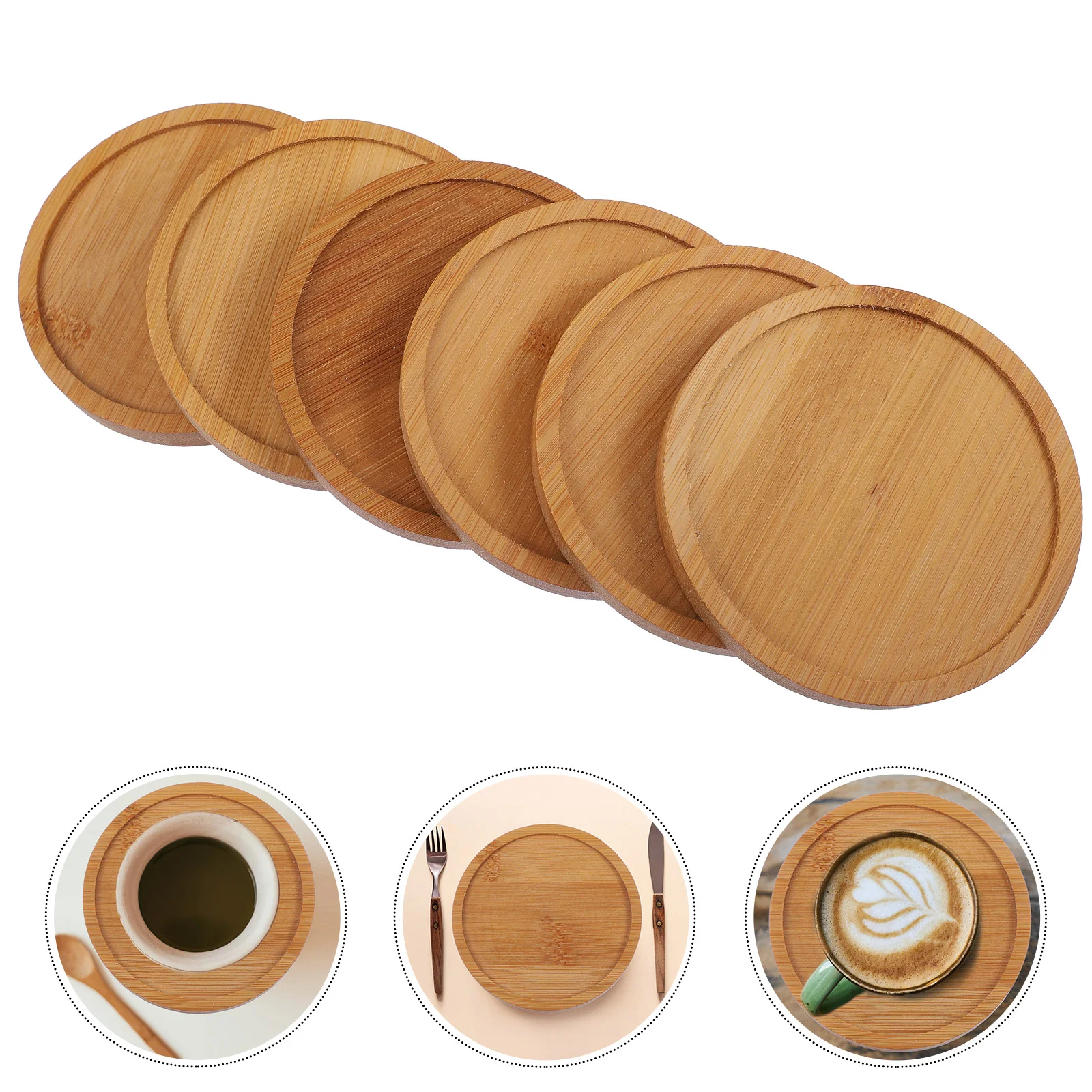 

6Pcs Chic Bamboo Teacup Coaster Decorative Cup Cushion Water Tea Cup Mat
