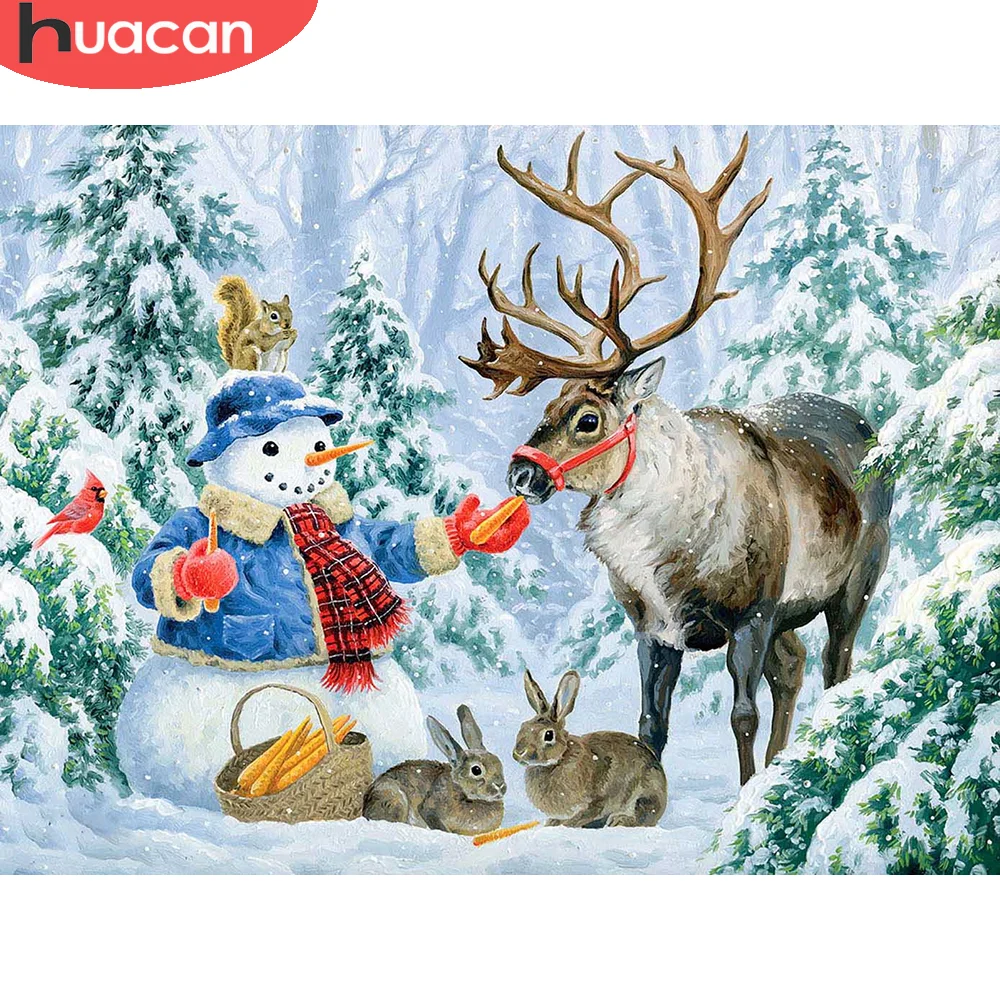 

HUACAN алмазная вышивка распродажа Снеговик олен Алмазная мозаика зима снег картина стразами украшения для дома