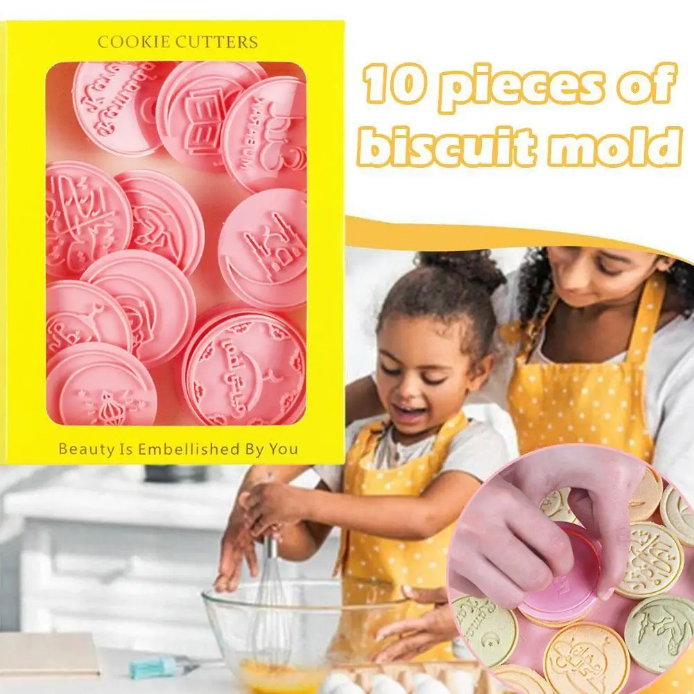 

10-piece Biscuit Mould 3d Stereo Diy Plastic Suit Household Mould Baking Cookie Cake Cutting Tool Press B0B1