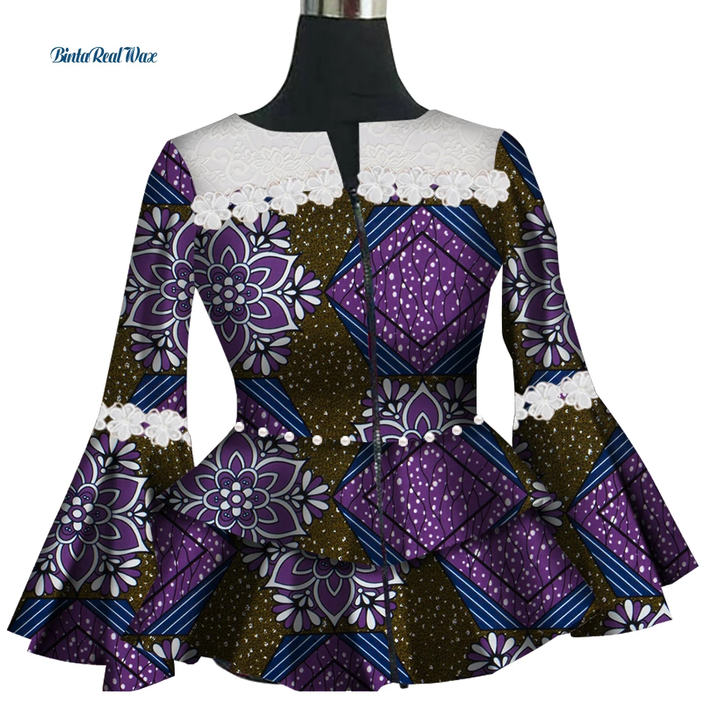 

Модное кружевное цветочное пальто с жемчугом Vestidos с высокой талией, пальто с принтом в африканском стиле для женщин, одежда в африканском стиле WY3118