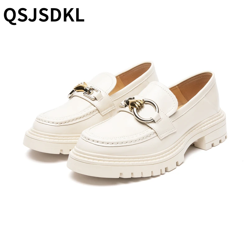 

Shoes for Women 2023 Genuine Leather Ladies Lazy Shoes Student Platform Slip-On Loafers for Women Casual Loafers Chaussure Femme