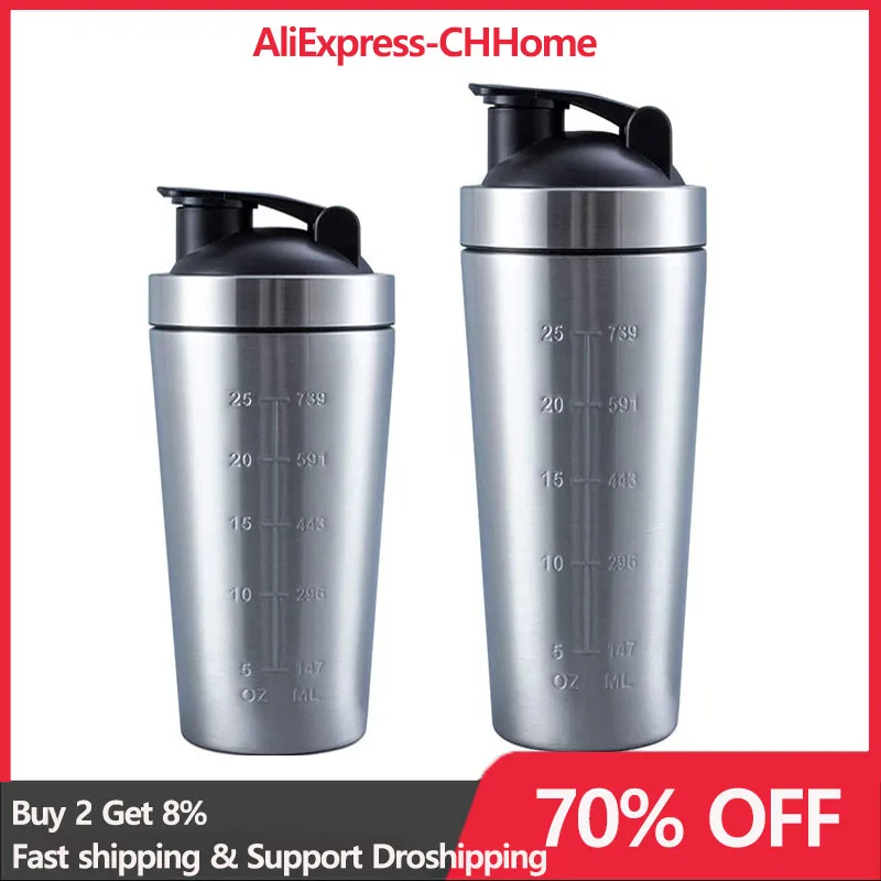 Stainless Steel Protein Shaker Cup Portable Fitness Sports Mug Nutrition Blender Cup Water Bottles Vacuum Insulation Water Cup