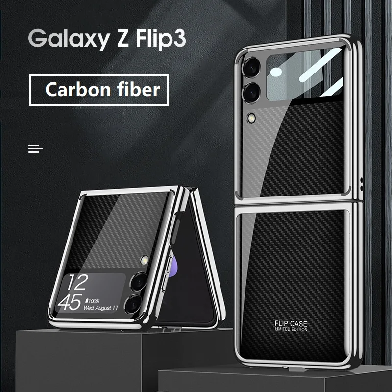 

Роскошный чехол с гальваническим покрытием для Samsung Galaxy Z Flip 3, противоударный чехол с HD закаленным стеклом для камеры для Samsung Z Flip 3