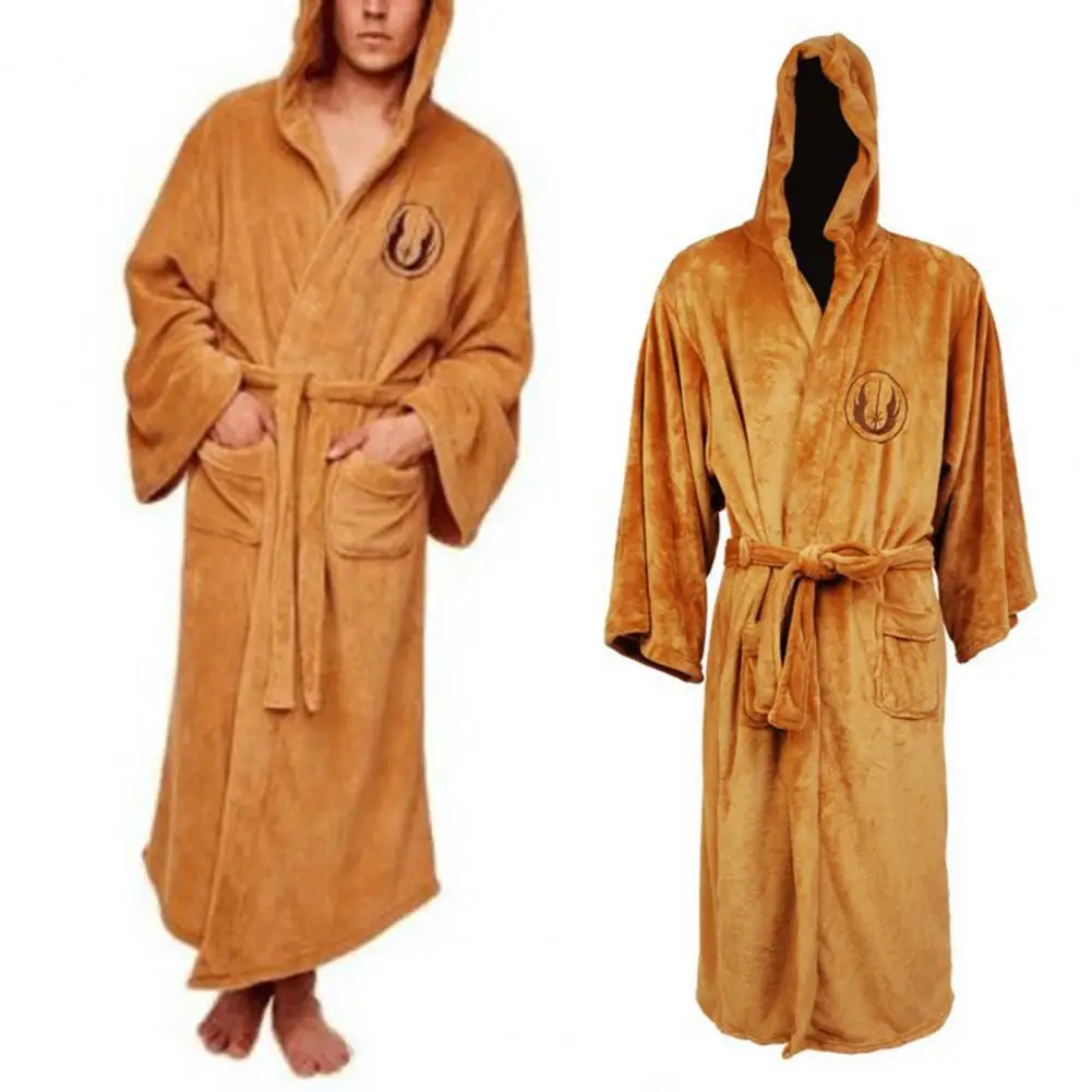 

Daily Wear Skin-touch Star Pattern Pockets Robe Bathrobe for Bedroom