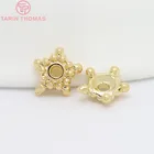 Латунные шапочки для бусин с покрытием 24-каратным золотом, 20 шт., 3235 мм, Ювелирная фурнитура высокого качества сделай сам, аксессуары для ювелирных изделий, оптовая продажа, (6,5)