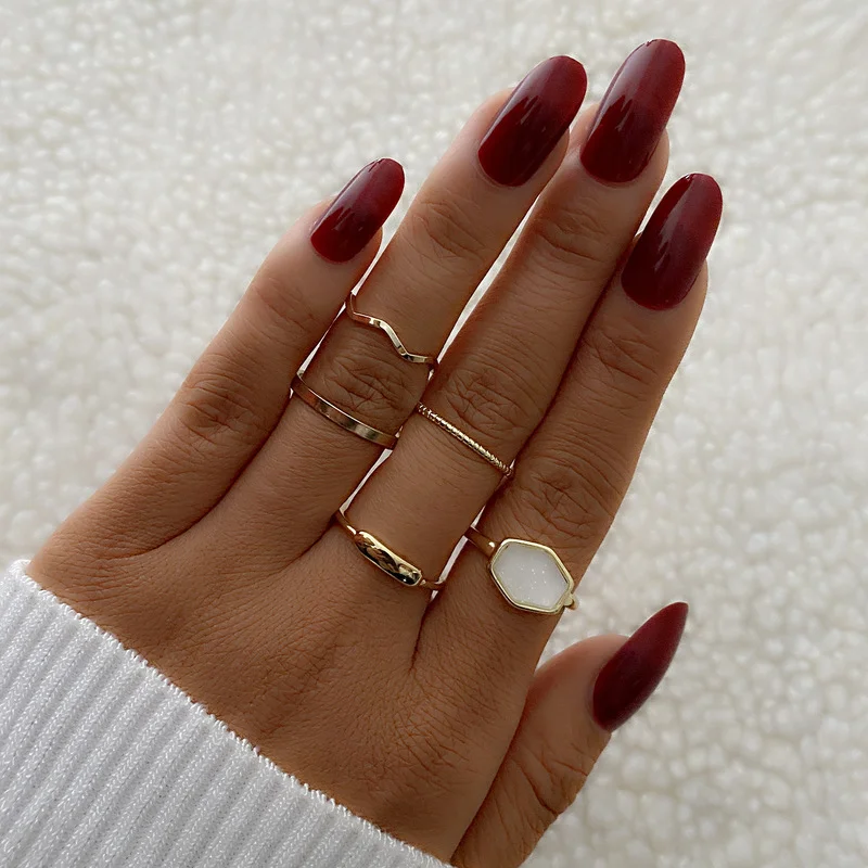 

Luxury Womens Ring 2022 Trendy 5 Pieces Set Girls Finger Ring