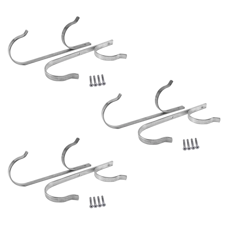 

NEW-Pool Pole Hanger Premium 6Pcs Aluminium Holder Set, Perfect Hooks For Telescopic Poles, Skimmers, Leaf Rakes, Nets