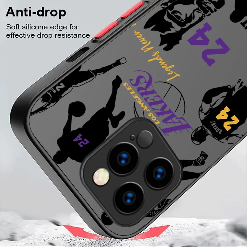 Матовый Жесткий чехол для телефона с баскетбольной звездой iPhone 15 14 13 12 11 Pro Max mini X XR