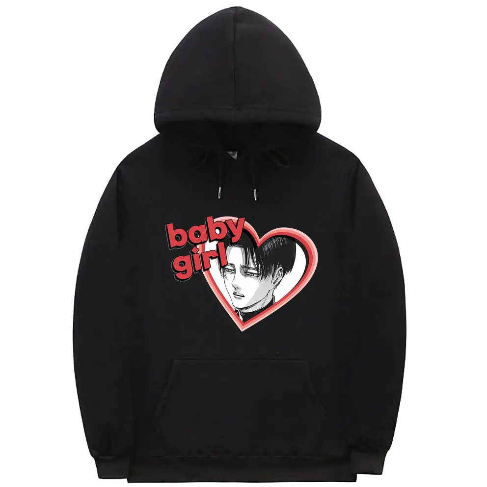 

Love Baby Girl Rivaille Ackerman Graphic Hoodie Anime Attack on Titan Print Sweatshirt Men Women Manga Casual Oversized Hoodies