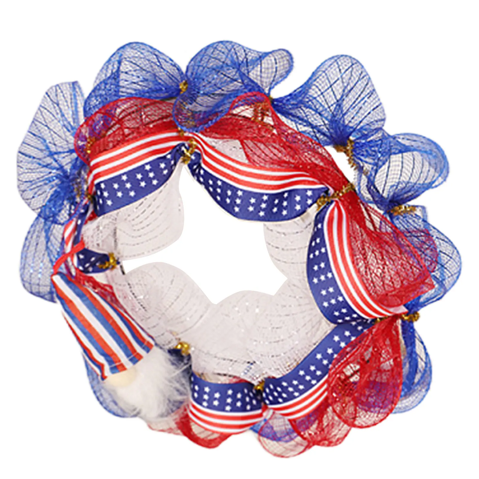 

Independence Day Mesh Wreath Classic American Blue Red White Elements Wreaths For Gifts Rustic Decors For Memorial Day