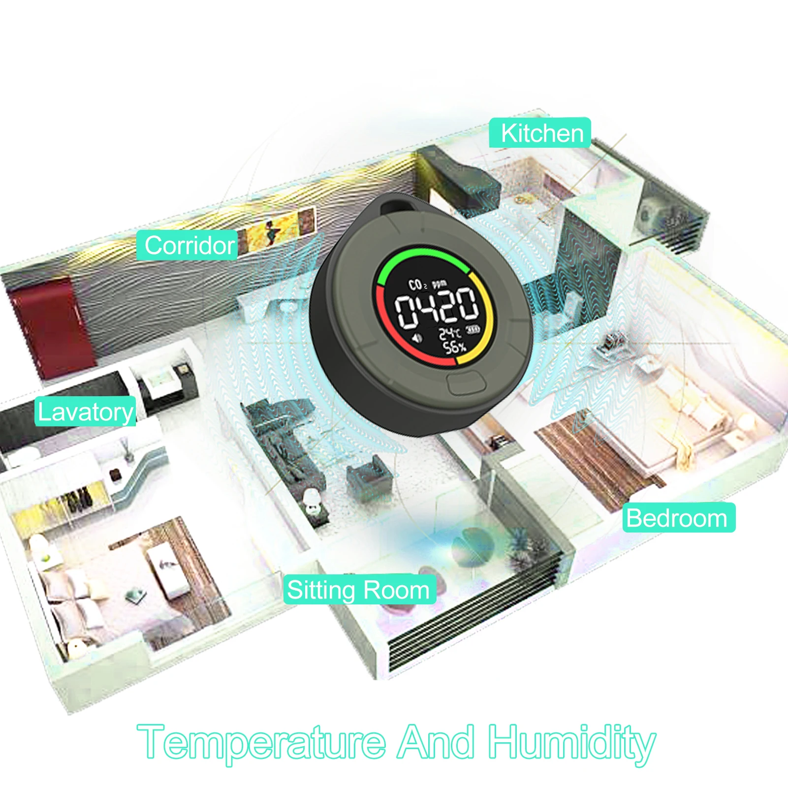 Lepmerk Mini CO2-детектор PTH-10C CO2-метра качества воздуха Монитор воздухозалогического