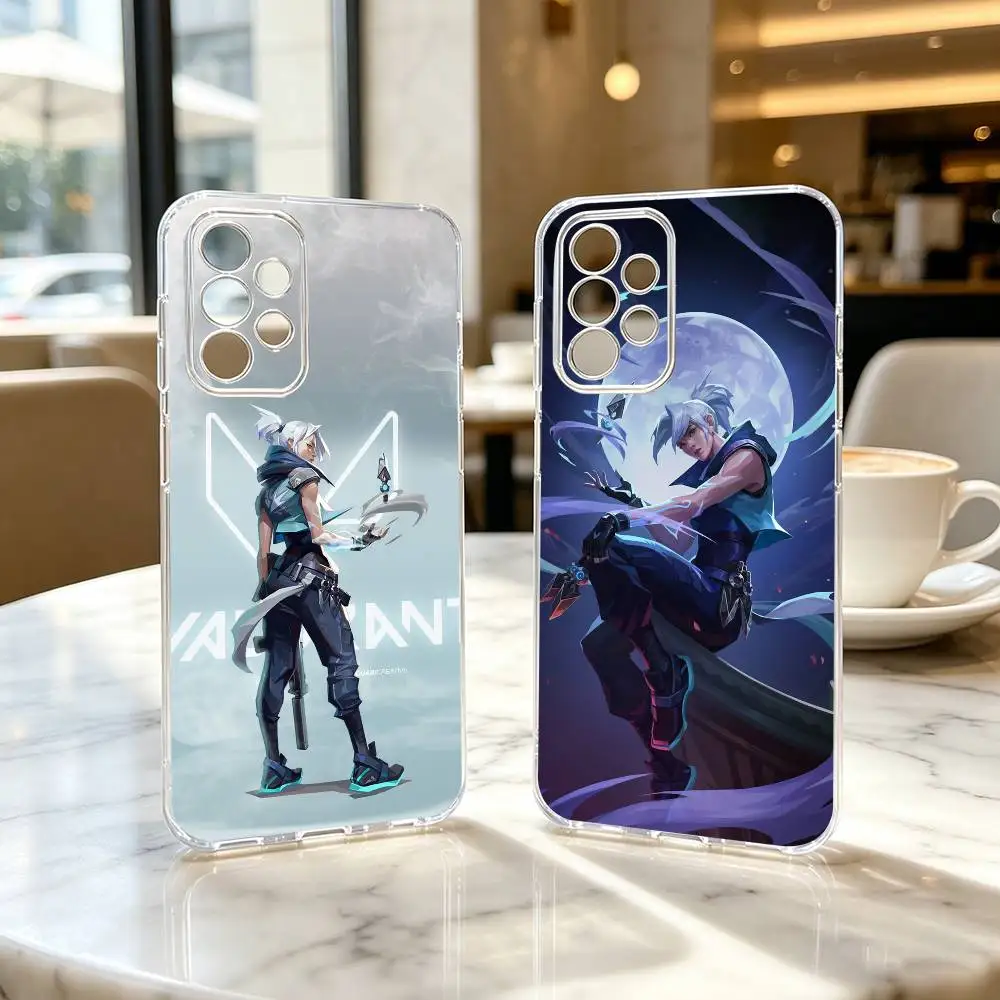 Фото Прозрачный чехол V-alorant J-Jett Game для телефонов Samsung S25, S24, S21, S22, S23, S30, Ultra, S20, Plus, Fe №1