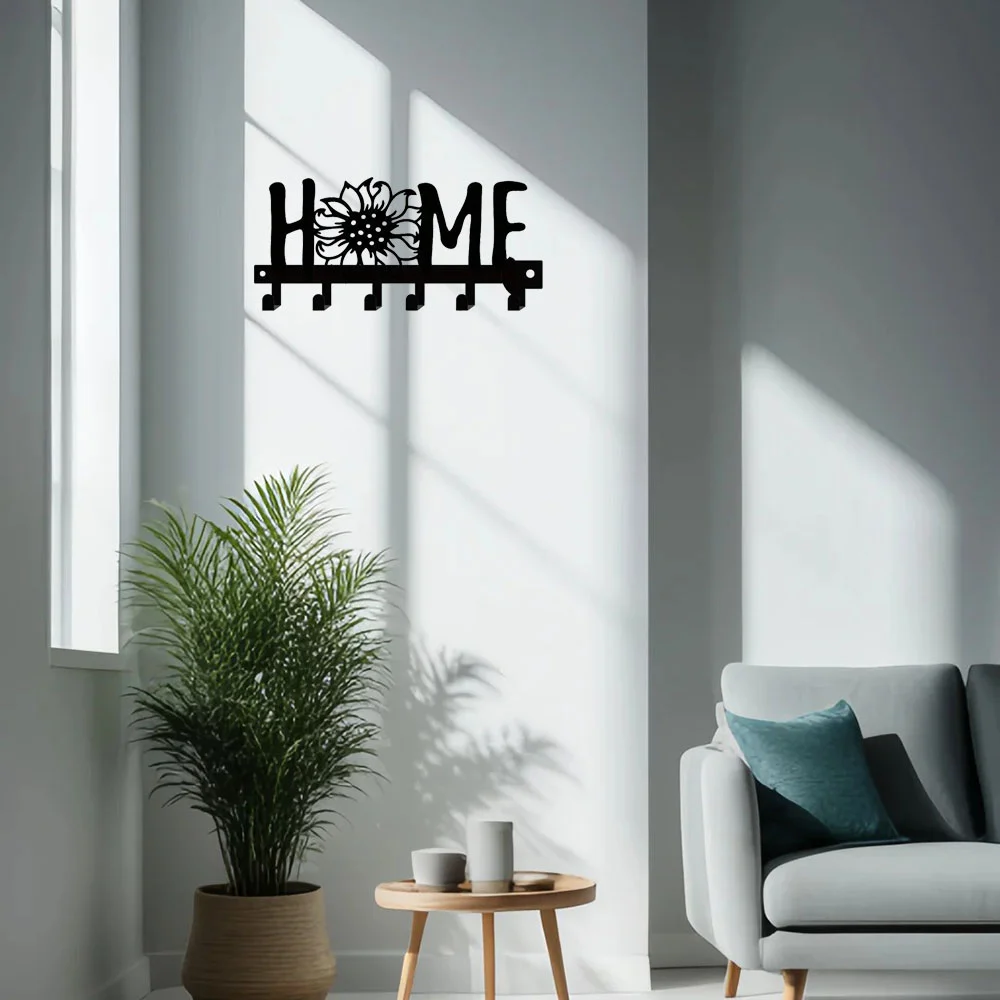 1 Шт. Черный Металлический Крючок Для Ключей В Форме Подсолнуха Универсальный