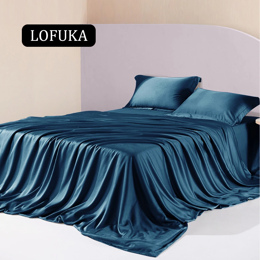 

Lofuka Home Set Dark Blue 100% Silk Bedding Set Beauty Quilt Cover Flat Sheet Fitted Sheet Set Queen King Bed Linen Pillowcase