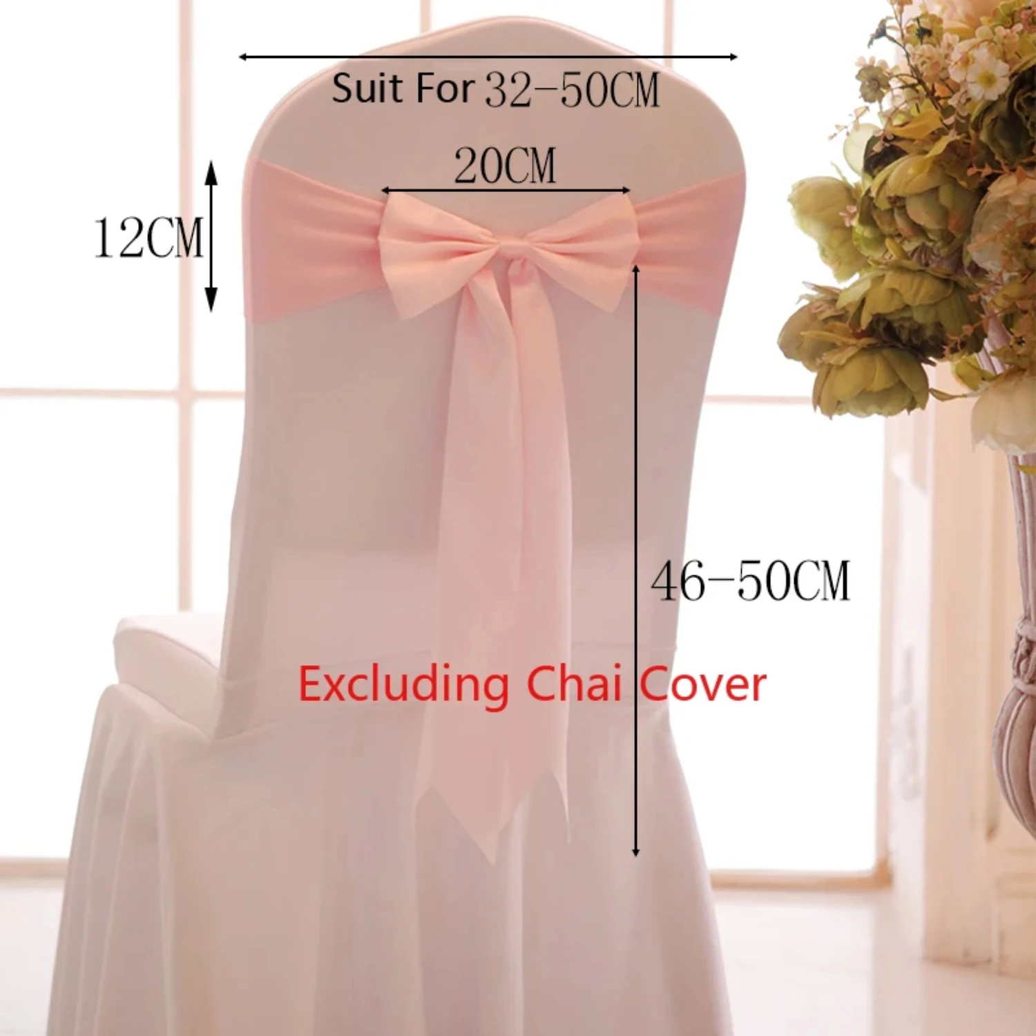 25pcs Satin Spandex Chair Cover Band Ribbons Tie Backs Party Banquet Decor Wedding Decoration Knot Sashes