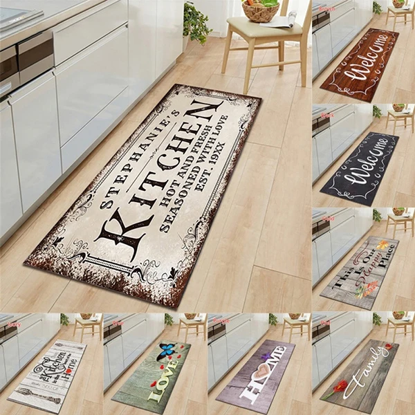 

Kitchen Rug Entrance Doormat Home Hallway Balcony Bedroom Floor Decoration Long Carpet Wood Grain Pattern Bathroom Mats