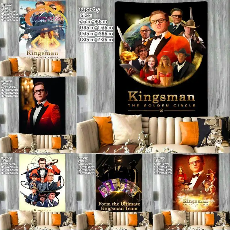 

Kingsman: The Golden Circle Pattern Tapestry Living room wall hanging and bedside tapestry Tapis Home Decor Tapestries Art Home