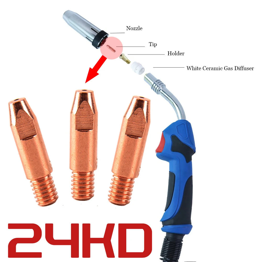 M6 * 28 мм медные контактные наконечники сварочные сопла для 24KD MIG/MAG 25AK сварочный