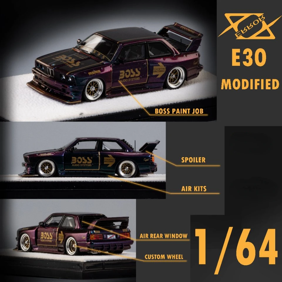 

404Error 1:64 BMWs E30 M3 Zwingfilms BOSS Martini Gulf Limited Edition Resin Metal Static Car Model Toy Gift
