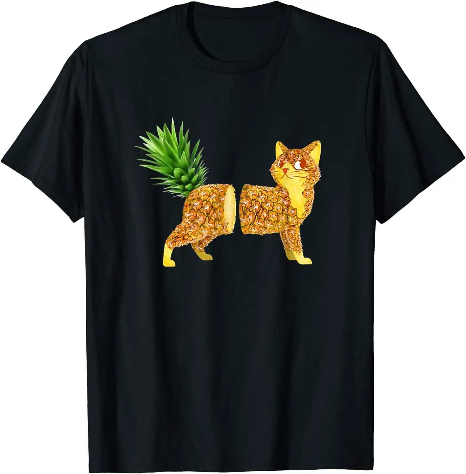 

Pineapple Cats Cool Design Great Gift O-Neck Cotton T Shirt Man/Woman Short Sleeve Tees Tops Dropshipping