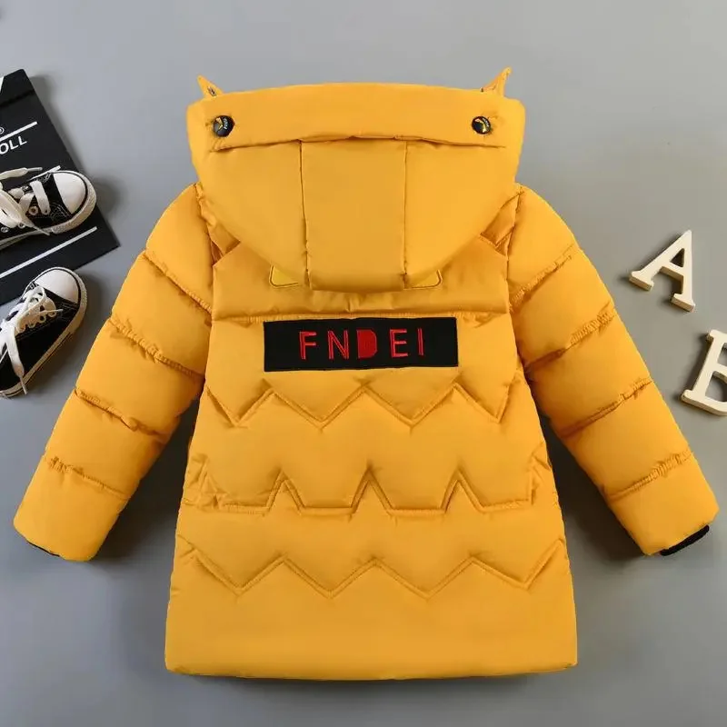Зимняя куртка для мальчиков детская одежда теплая пуховая хлопковая с капюшоном