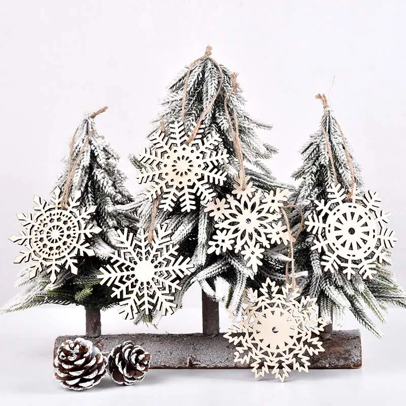 

Unfinished Snowflake Blank Painting Wooden Crafts Pendant For Christmas Tree Decorations Hanging Ornaments DIY Graffiti Material
