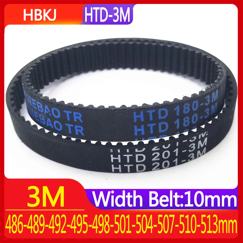 

HTD-3M Synchronous Belt Pitch Length 486-489-492-495-498-501-504-507-510-513mm Width 10mm Rubber Closed