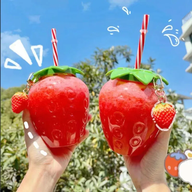 Пластиковая Чашка Из Клубничной Соломы Милая Женская Для Чая С Молоком