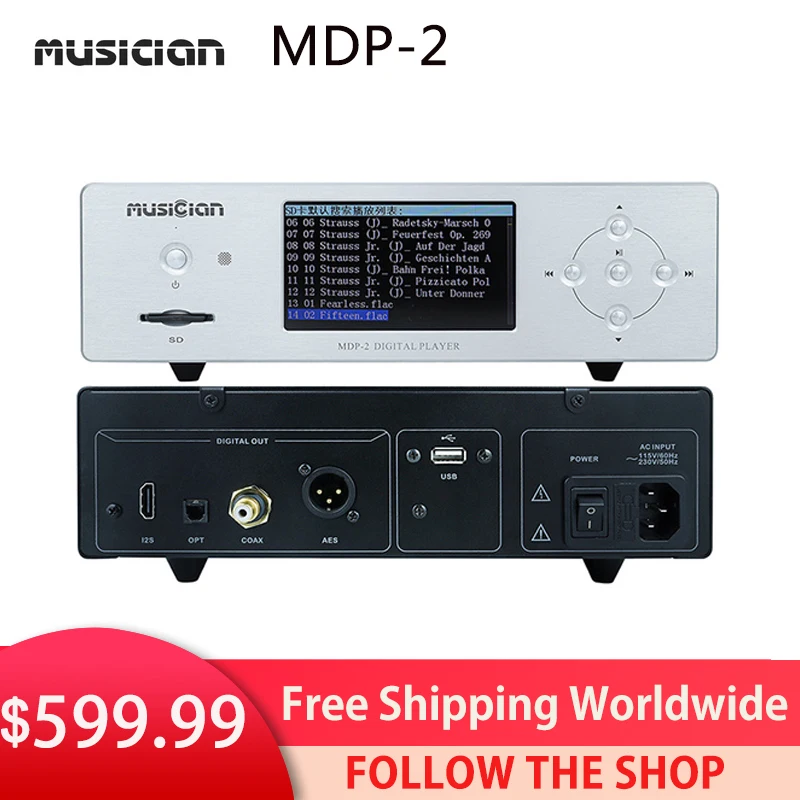 

Musician MDP-2 SD card U disk USB Digital player 4.3 inch DSD Balanced I2S/optical fiber/coaxial/AES output 10w HOME Player