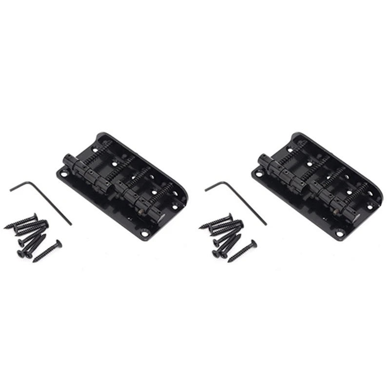 

2X 4 String Vintage Style Bass Hardtail Bridge For Precision Jazz Bass Top Load Upgrade,Black