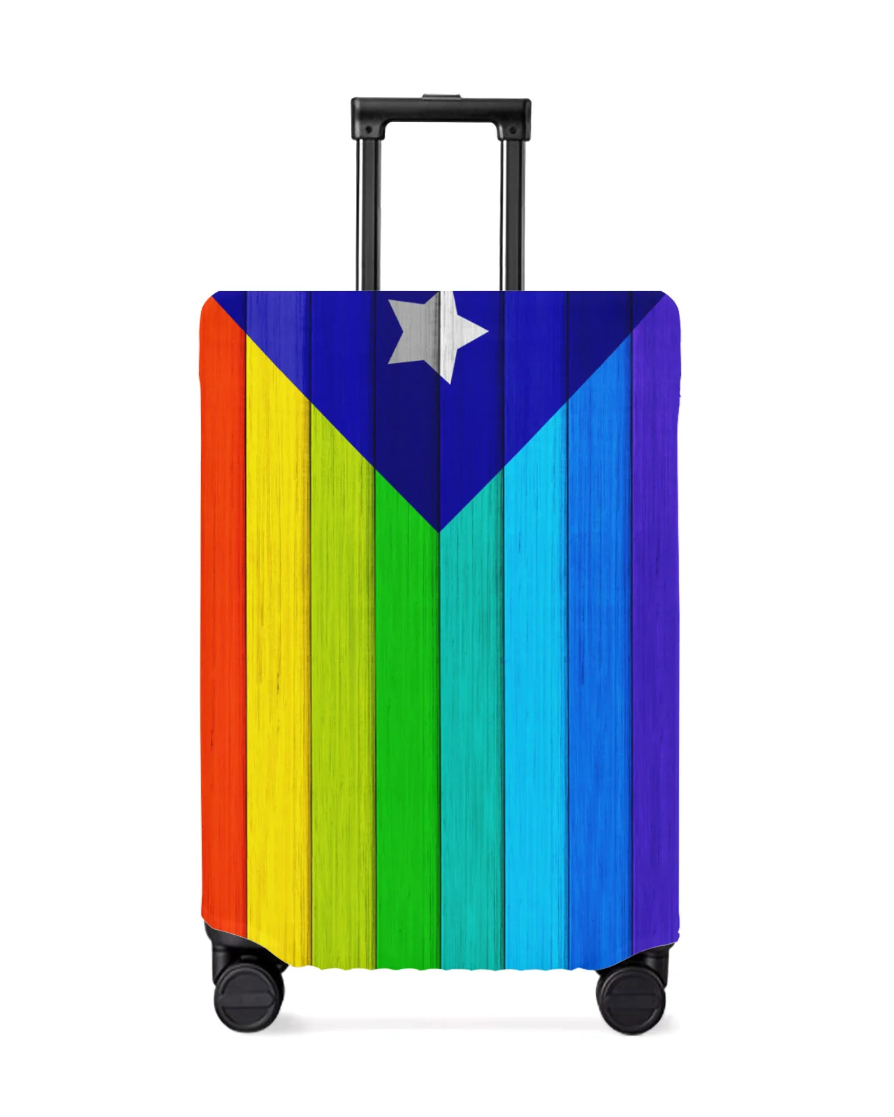 

Plaid Puerto Rico Wood Grain Rainbow Flag Luggage Protective Cover Travel Accessories Suitcase Elastic Dust Case Protect Sleeve