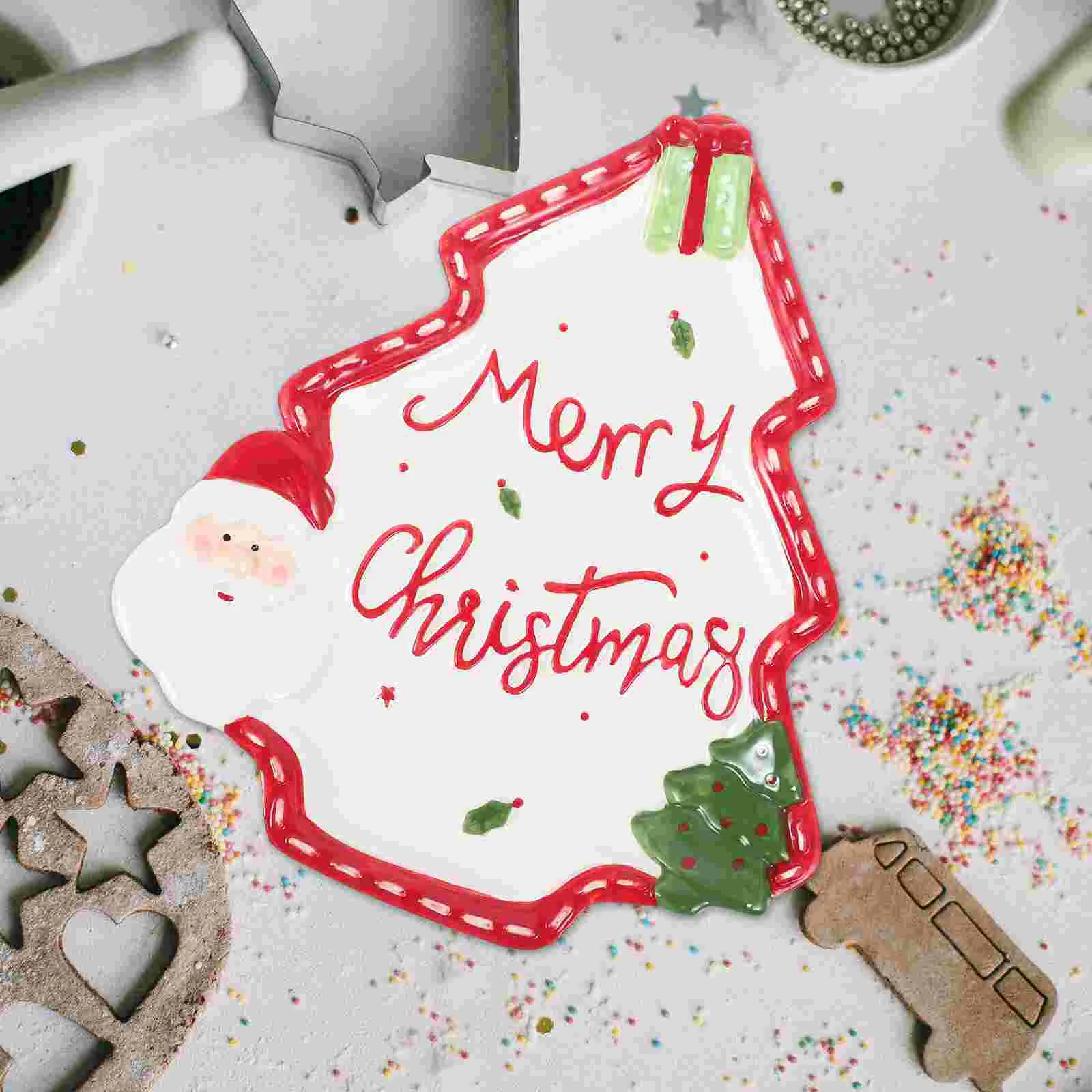 

Christmas Ceramic Plate Food Serving Dinner Plates Versatile Sauce Decorative Salad Ceramics Christmas-tree