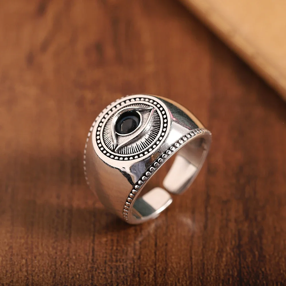 Открытое Кольцо Серебряного Цвета С Глазом Дьявола Винтажные Модные Украшения