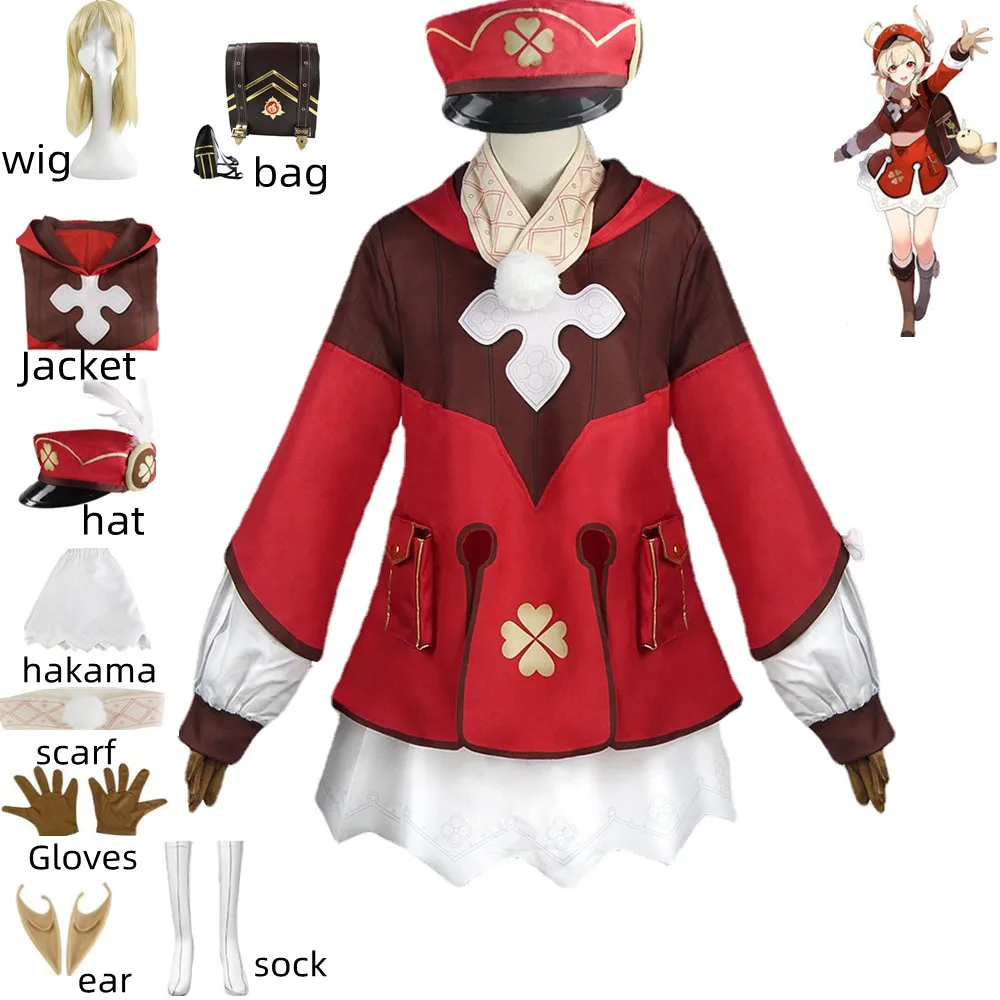 

Anime Game Genshin Impact Klee Cosplay Costumes Knights of Favonius Wig Knapsack Skirt Man Woman Kawaii Lolita Christmas Suit