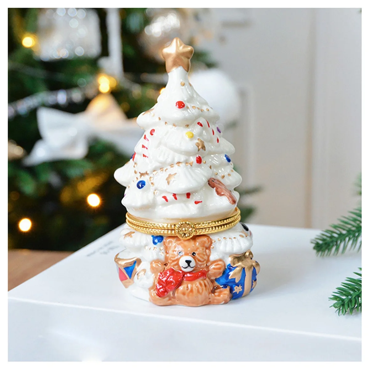 Зеленая шкатулка для украшений рождественской елки держатель колец органайзер