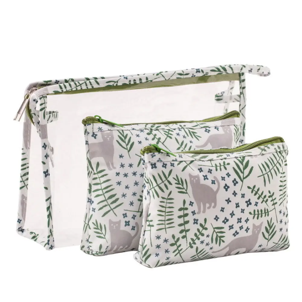 

3pcs Cosmetic Toiletry Travel Wash Makeup Bag PVC Holder Pouch Kits Beautician Handmade Beauty Storage Bags Organizer 2022