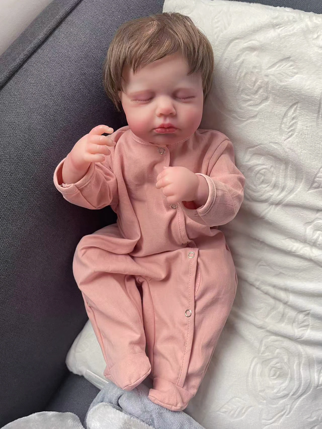48 см Loulou Reborn Baby полностью виниловое тело для новорожденных спящий ребенок