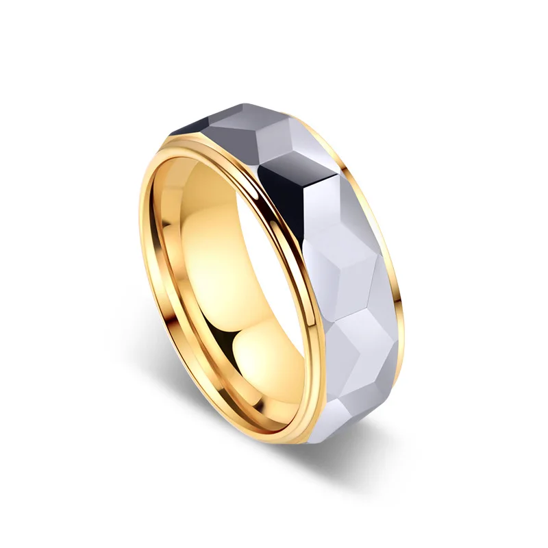 

Tungsten Gold Diamond Men's Ring Ins Trendy Men's Personality Ring Light Luxury Niche Tungsten Steel Hip-hop Single
